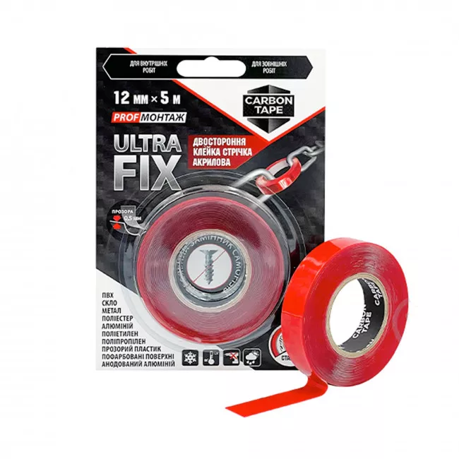 Стрічка акрилова Carbon tape UF125 12мм х 5м (114411) Стрічка акрилова Carbon tape UF125 12мм х 5м (114411)