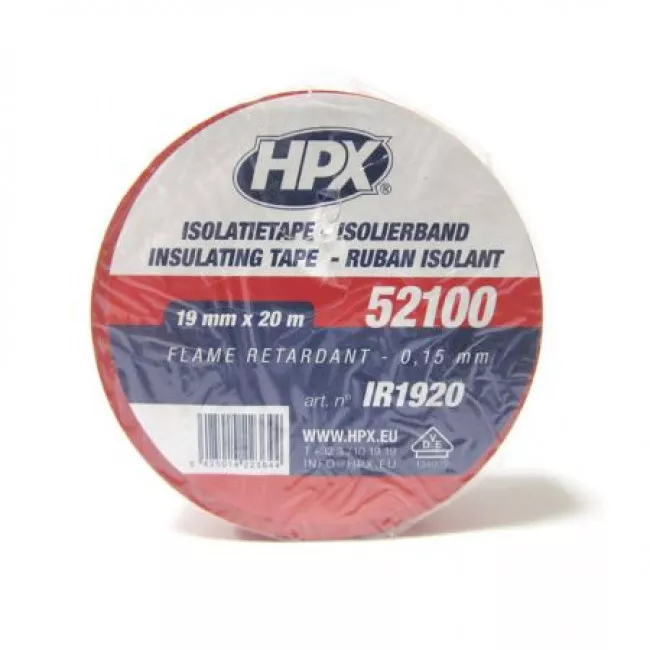 Лента HPX ПВХ изоляционная HPX52100 19мм*20м красная (IR1920) Лента HPX ПВХ изоляционная HPX52100 19мм*20м красная (IR1920)