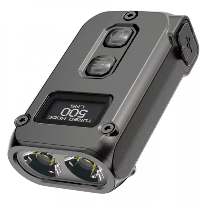 Мощный наключный фонарик с LED дисплеем Nitecore TINI 2 (USB Type-C), серый (6-1432_2_grey)