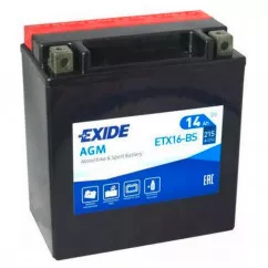 Мото аккумулятор EXIDE AGM 6СТ-14Ah Аз 12В 215А (EN) ETX16-BS (98021)