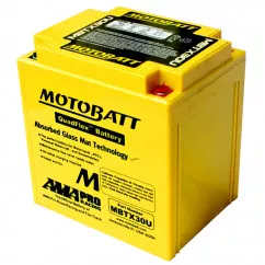 Мото аккумулятор MOTOBATT залитый и заряженный AGM 32Ah 380A АзЕ (MBTX30U)