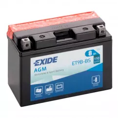 Мото акумулятор сухорядний EXIDE AGM 6CT-8Ah Аз 110A (ET9B-BS)