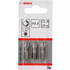 Набор бит Bosch Extra Hard PZ2 25 мм 3 шт (2607001558)