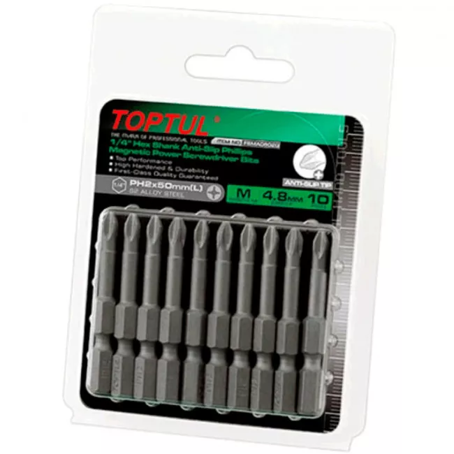 Набір біт TOPTUL 1/4" 50мм PH2 (FSMA0802G) Набір біт TOPTUL 1/4" 50мм PH2 (FSMA0802G)
