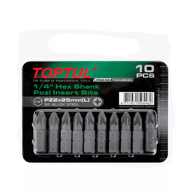 Набор бит TOPTUL 1/4" L25мм PZ1 10ед. на блистере (FSCA0801G)