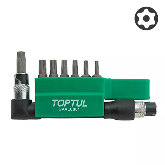 Набор бит TOPTUL 1/4" TORX с Г-обр.переходником (GAAL0801)