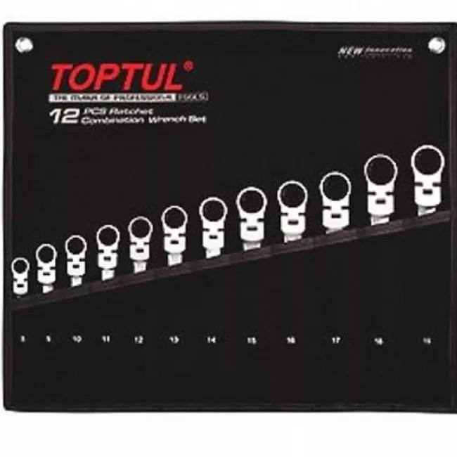 Набор ключей комбинированных с трещоткой и шарниром Toptul 8-19мм 12шт (GPAQ1204)