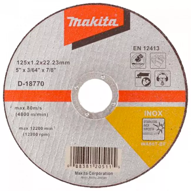 Отрезной круг по металлу Makita Inox 125х1.2 мм WA60T (D-18770)