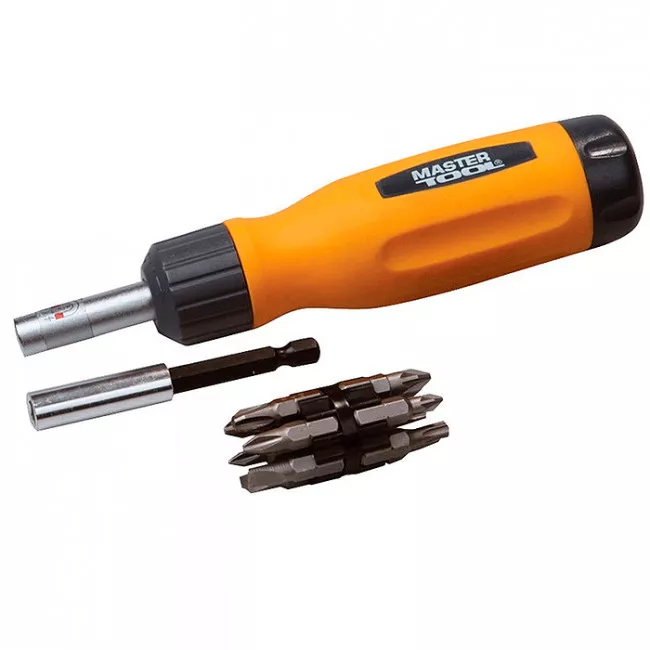 Викрутка з тріскачкою Mastertool + 12 насадок (40-0518)