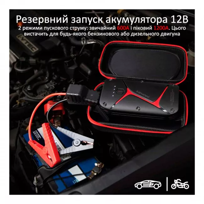Пуско-зарядний пристрій Promate SparkTank-16 16000 mAh Black (sparktank-16.black) (048383)