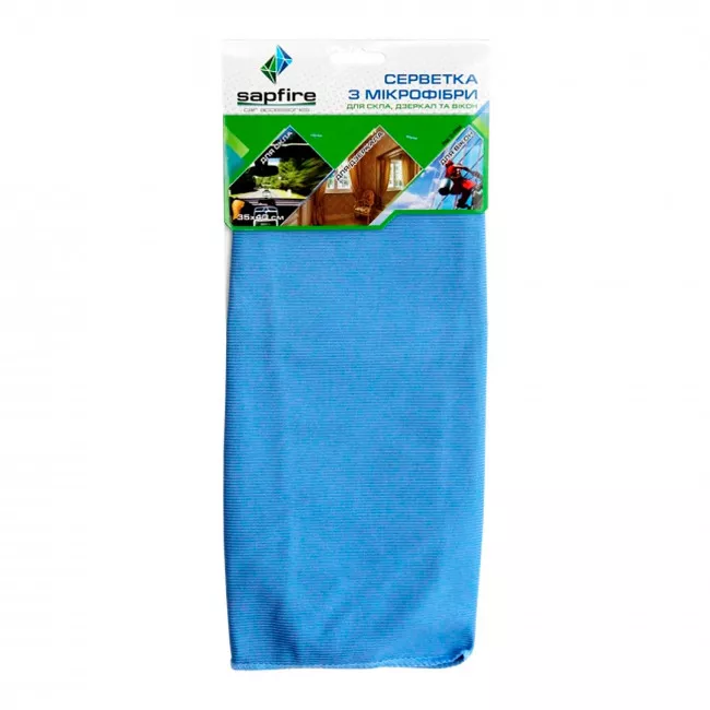 Салфетка для стекла из микрофибры SAPFIRE голубая 12-0904 35х40 см (002876) Салфетка для стекла из микрофибры SAPFIRE голубая 12-0904 35х40 см (002876)