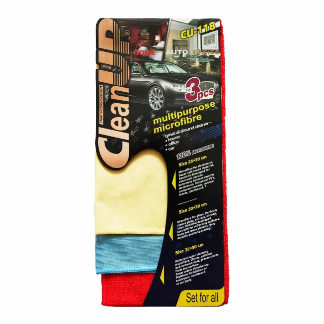 Салфетка микрофибра универсальная CleanUp 30x35см 3шт CU-118 (379414)
