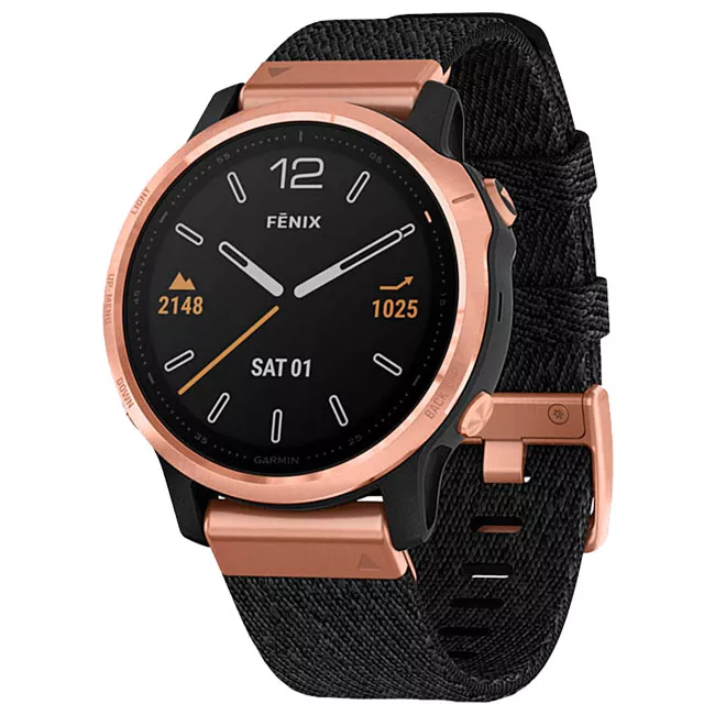 Смарт-годинник Garmin Fenix ​​6S Pro Sapphire Rose Gold з Heathered Black Nylon Band (010-02159-37)