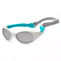 Солнцезащитные очки Koolsun Flex бело-бирюзовые до 6 лет (KS-FLWA003)