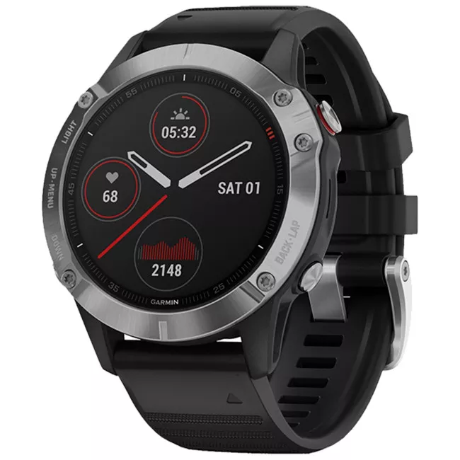 Спортивний годинник Garmin Fenix ​​6 Silver with Black Band (010-02158-00)