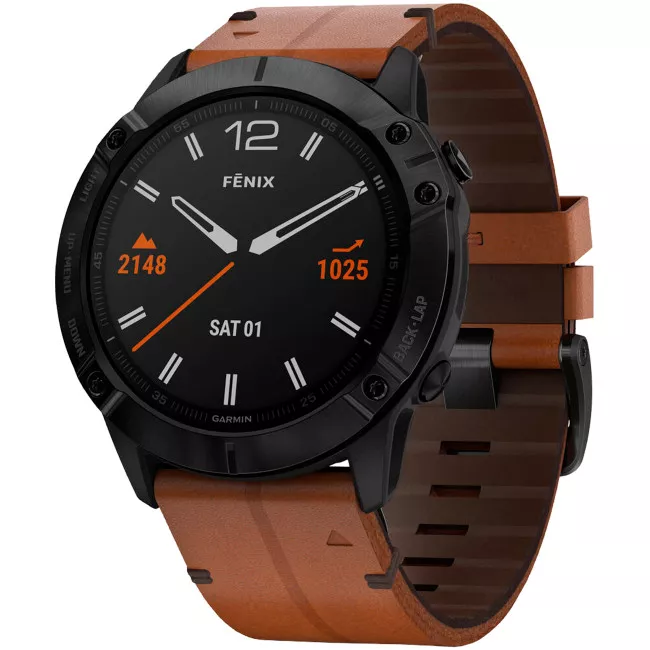 Спортивний годинник Garmin Fenix 6X Black DLC with Chestnut Leather Band (010-02157-14) Спортивний годинник Garmin Fenix 6X Black DLC with Chestnut Leather Band (010-02157-14)
