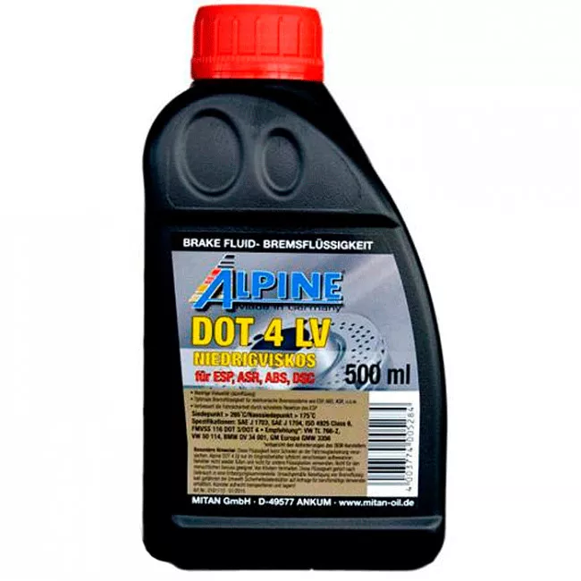 Тормозная жидкость ALPINE Brake Fluid DOT 4 LV 0,5л (1117-05) (23504)