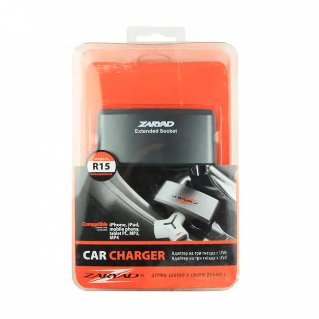 Тройник прикуривателя ZARYAD + USB R15 (816737)