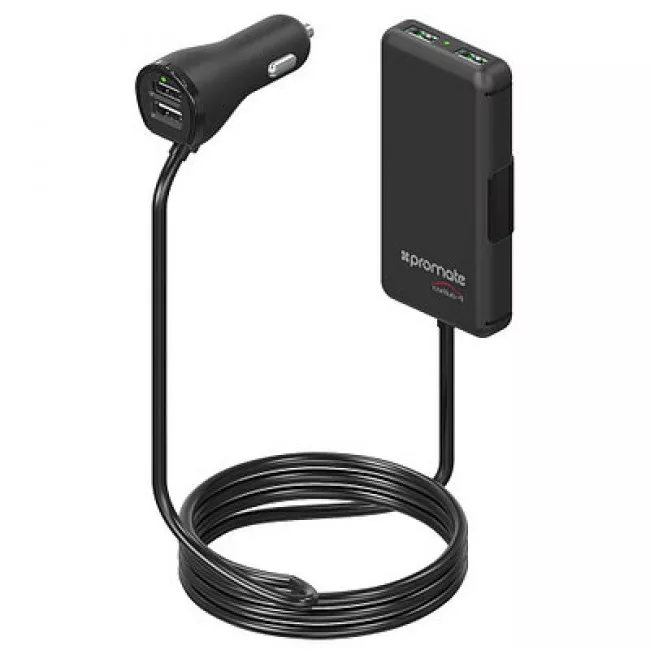 Автомобильное зарядное устройство Promate CarHub-4 Black (022666)