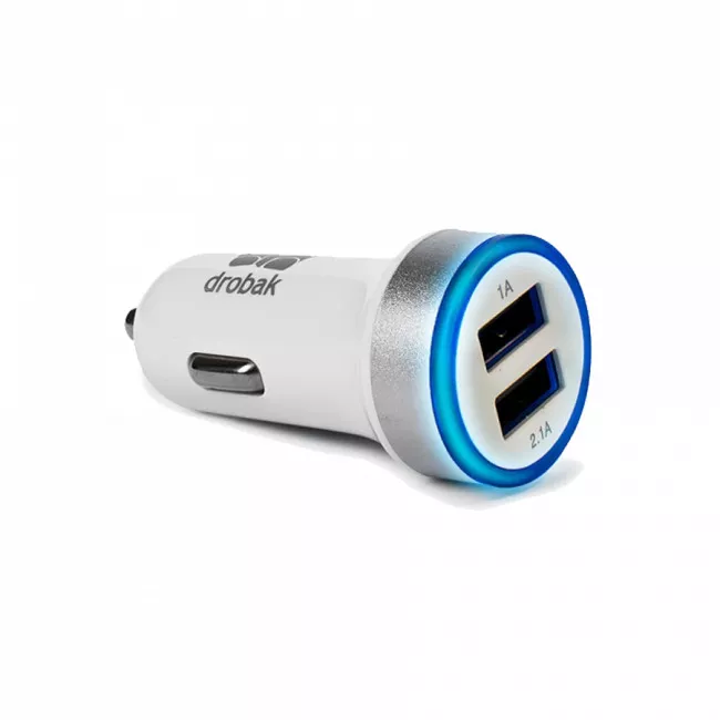 Автомобільний зарядний пристрій Drobak Power Dual USB White (905310) Автомобільний зарядний пристрій Drobak Power Dual USB White (905310)