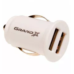 Автомобильное зарядное устройство Grand-X CH02WC (2USB 2.1A) White + кабель MicroUSB