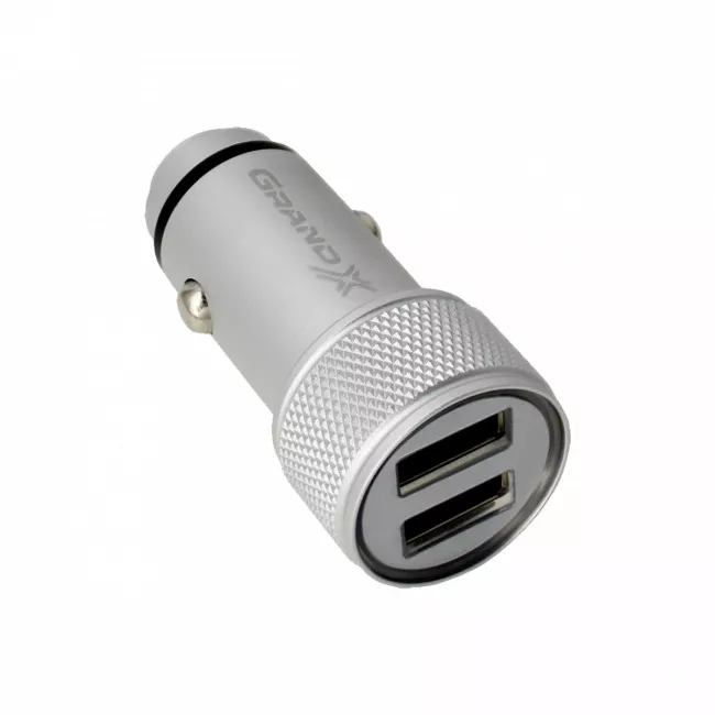 Автомобильное зарядное устройство Grand-X CH-07LG Light Grey Metallic (2USB 12-24V 3.1A)