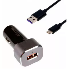 Автомобильное зарядное устройство Grand-X CH-27TC QС3.0 + cable USB-TypeC USB 3.0, 3A, 1m