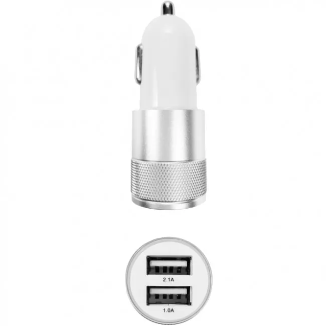 Автомобильное зарядное устройство ZARYAD серебристое 2USB AZU01 (625740)