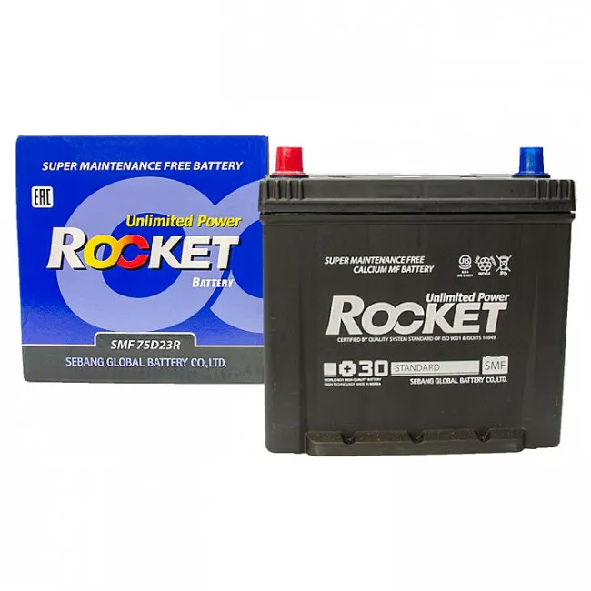 Автомобильный аккумулятор ROCKET Japan 6СТ-65Ah Аз 590A (CCA) (SMF 75D23R) (58173)