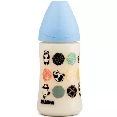 Бутылочка "Panda Baby Feeding Bottle" 270 мл, соска средний поток, голубая - Suavinex