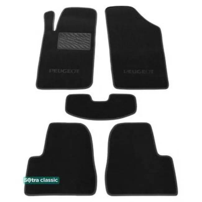 Двухслойные коврики Sotra Classic 7mm Black для Peugeot 206 1998-2012