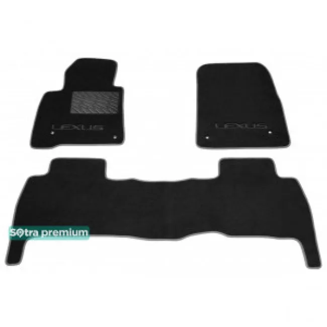 Двухслойные коврики Sotra Premium 10mm Black для Lexus LX570 (1-2 ряд) 2007-2011