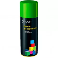 Емаль SLIDER color універсальна 6018 салатовий, в аер.упаковці 400 мл (12 шт/уп) (000001032) (55066)