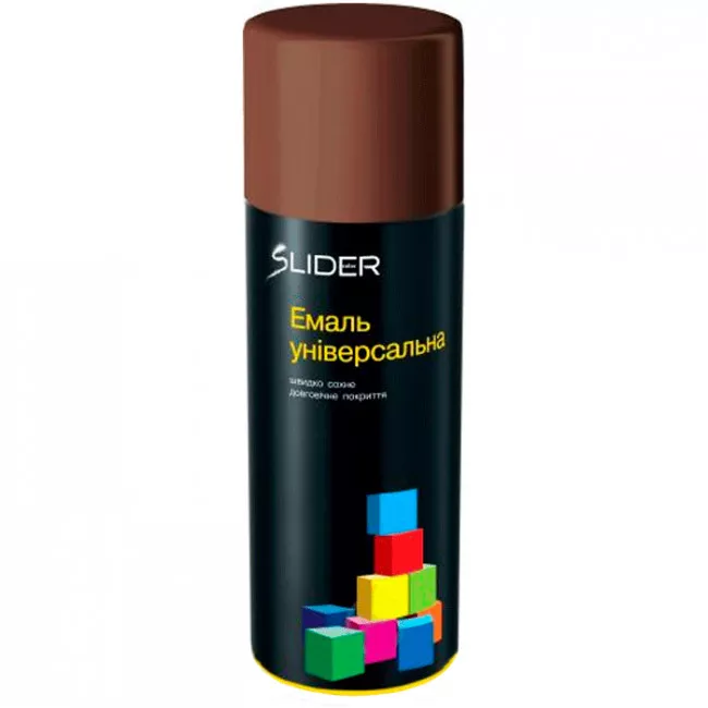 Эмаль SLIDER color универсальная 8017 темно-коричневая, 400 мл (12 шт/уп) (000005248) (55074) Эмаль SLIDER color универсальная 8017 темно-коричневая, 400 мл (12 шт/уп) (000005248) (55074)