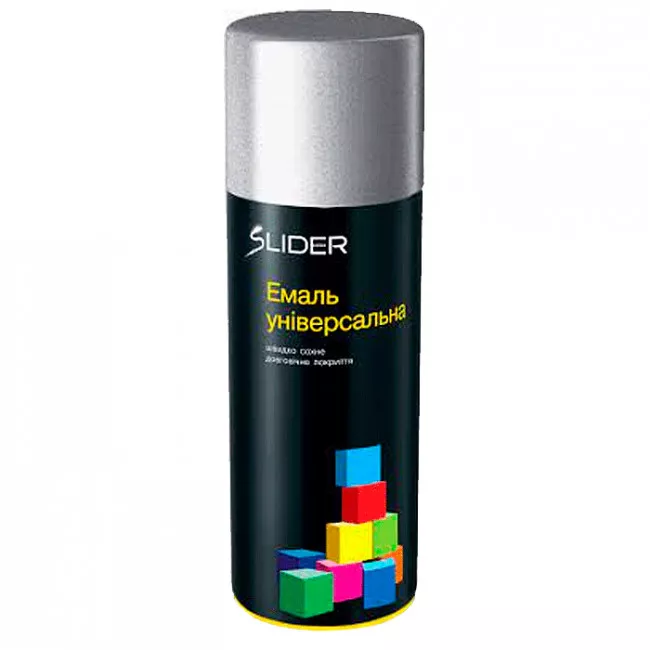 Эмаль SLIDER color универсальная 9006 серебряная, 400 мл (12 шт/уп) (000001040) (55078)