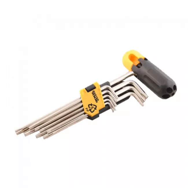 Ключи TORX с держателем набор 9 шт CrV длинные(Т10-Т50 L90-227мм)