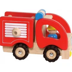 Машинка дерев'яна goki Пожежна червоний (55927G)