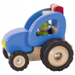 Машинка дерев'яна goki Трактор синій (55928G)
