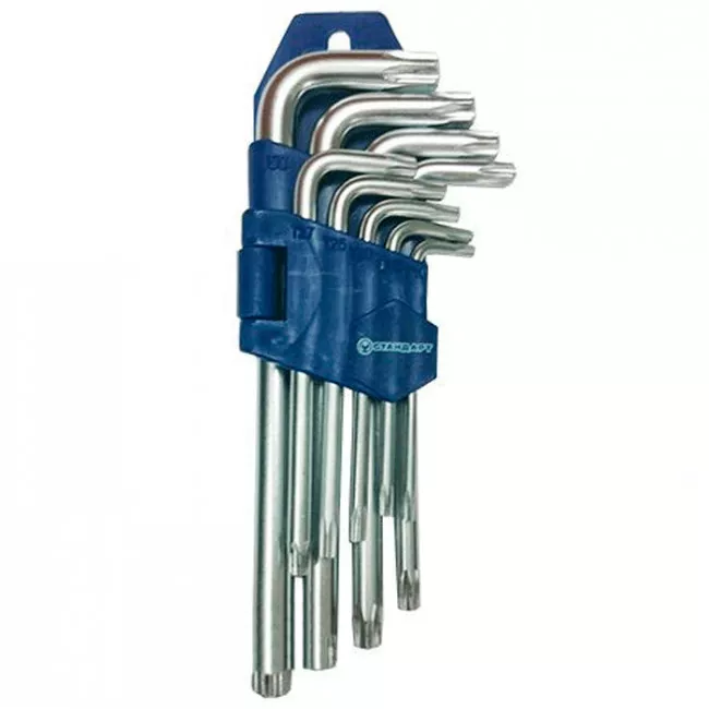 Набор Г-обр. ключей STANDART 9ед. TORX с отверстием (TKS0901) Набор Г-обр. ключей STANDART 9ед. TORX с отверстием (TKS0901)