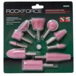 Набор Rock FORCE абразивных камней, 10пр. (хвостовик 6мм) RF-GSK010 (29655)