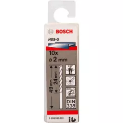 Набор сверл Bosch HSS-G 2 мм 10 шт (2608595051)