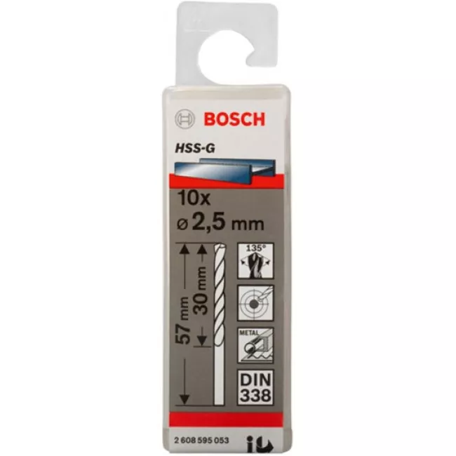 Набор сверл Bosch HSS-G 2.5 мм 10 шт (2608595053) Набор сверл Bosch HSS-G 2.5 мм 10 шт (2608595053)