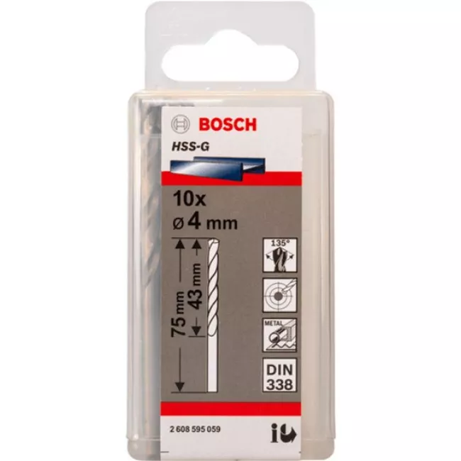 Набор сверл Bosch HSS-G 4 мм 10 шт (2608595059)