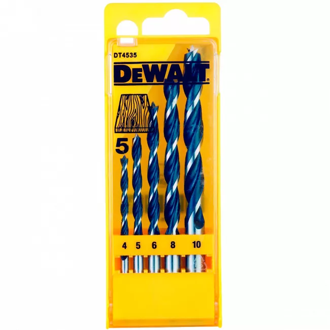 Набір свердлів DeWALT по дереву, d=4,5,6,8,10 мм (DT4535)