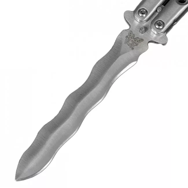 Нож бабочка, балисонг Benchmade с волнистым лезвием (длина: 24cm, лезвие: 10cm), silver (84-1013)
