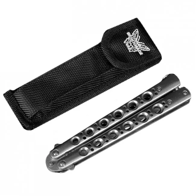 Нож бабочка, балисонг Benchmade с волнистым лезвием (длина: 24cm, лезвие: 10cm), silver (84-1013)