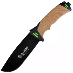 Нож Ganzo G8012 (длина: 240мм, лезвие: 115мм) + чехол (стропорез + точилка + огниво), песочный (16-1110-sand)