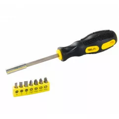 Отвёртка магнитная MASTER TOOL +7 насадок 25 мм (SL 4; 5; 6;  PH 1/PH 2; PZ1/PZ2) (40-0142)