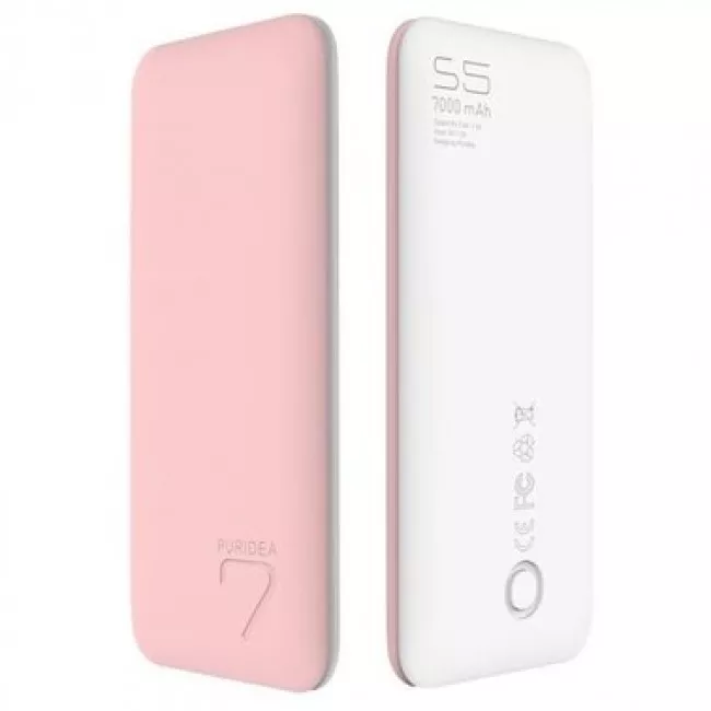 Портативный аккумулятор PURIDEA S5 7000mAh Li-Pol Rubber Pink & White (S5-Pink White)