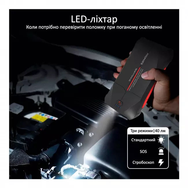Пуско-зарядное устройство Promate SparkTank-10 10000 mAh Black (sparktank-10.black) (048390)